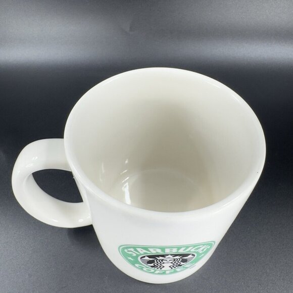 2004 STARBUCKS 12 Oz Coffee Mug Cup Green Black White Older Mermaid Logo Ceramic - Picture 4 of 10